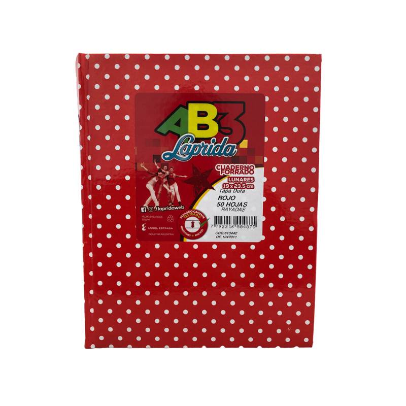 Cuaderno Abc Laprida Lunares Rayado Rojo (50 Hojas)